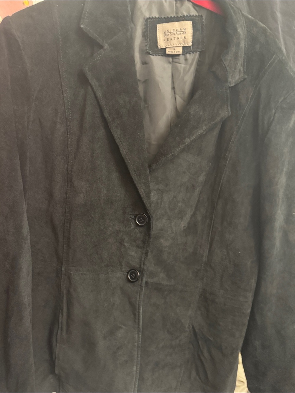 JohnPaulRichard Black Suede Two-Button Blazer